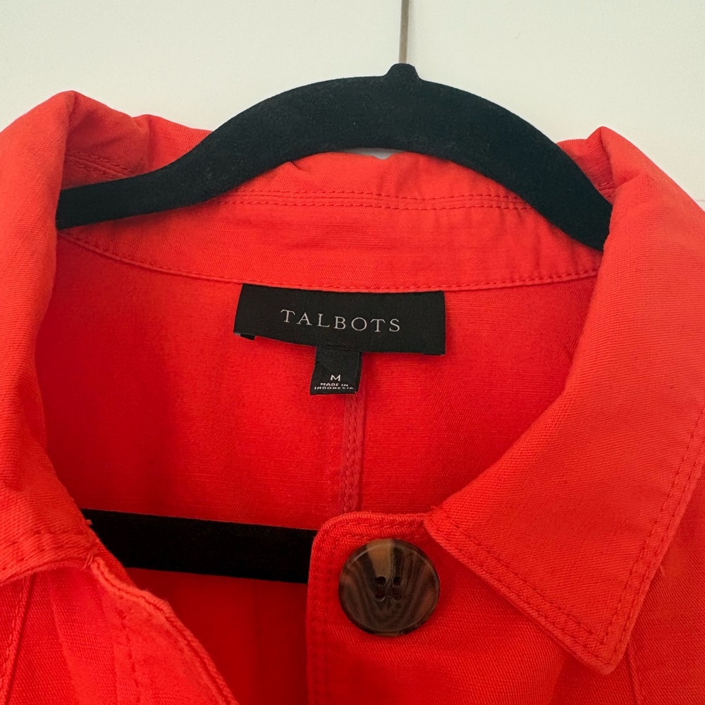 Talbots Bright Red Utility Button-Front Jacket - Picture 2 of 4